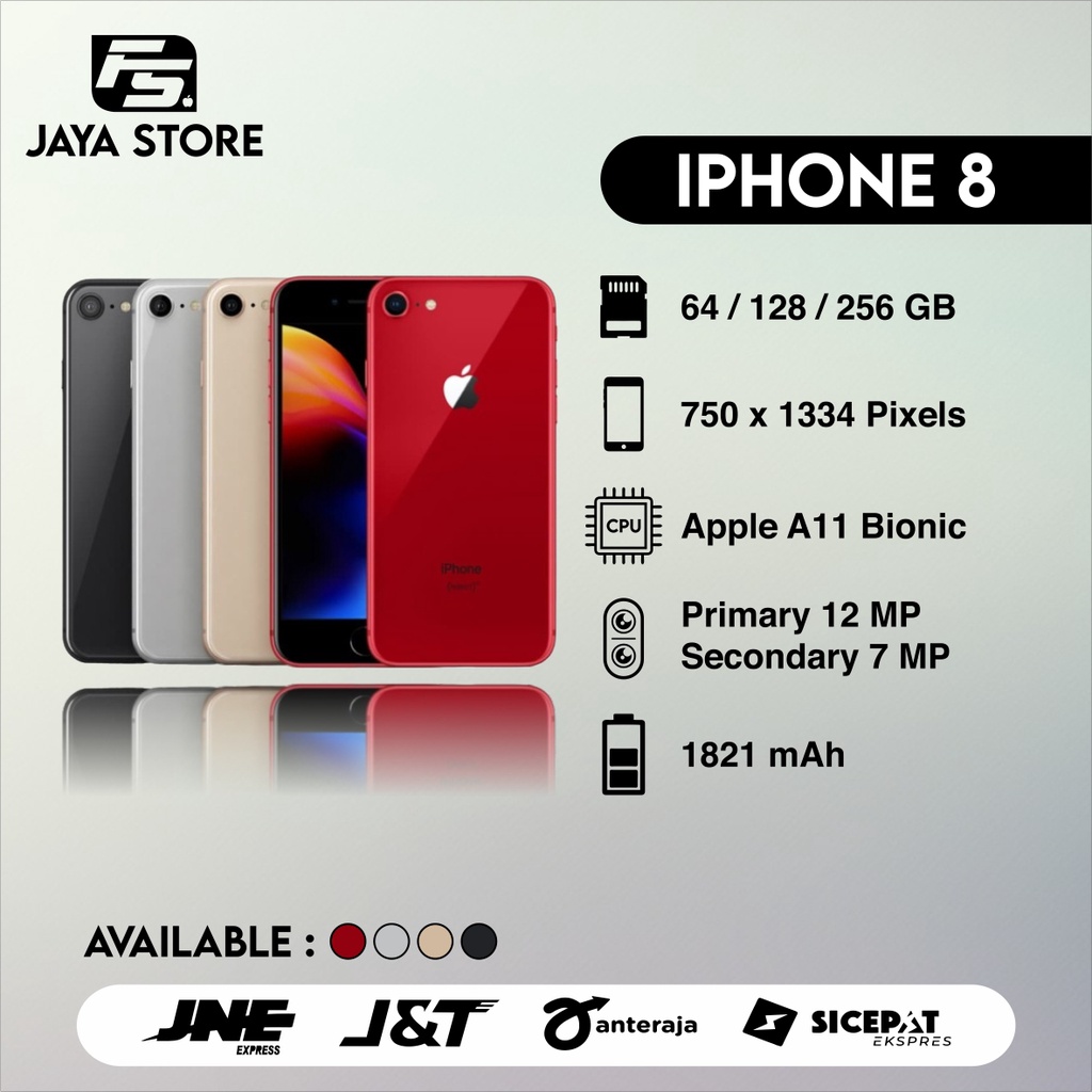 IPHONE 8 64 / 128 / 256 GB FULLSET ORIGINAL GOOD CONDITION 100 % MULUS EX INTER TERMURAH DAN BERGARA
