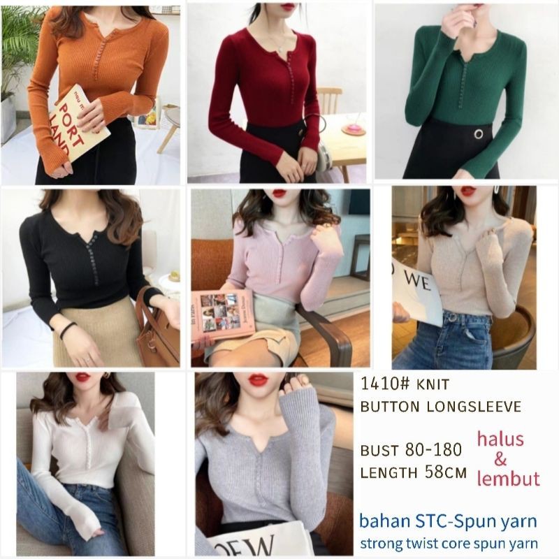 MDLV ~ BM 1410 KNIT BUTTON // ATASAN LENGAN PANJANG RAJUT // FASHION IMPORT WANITA