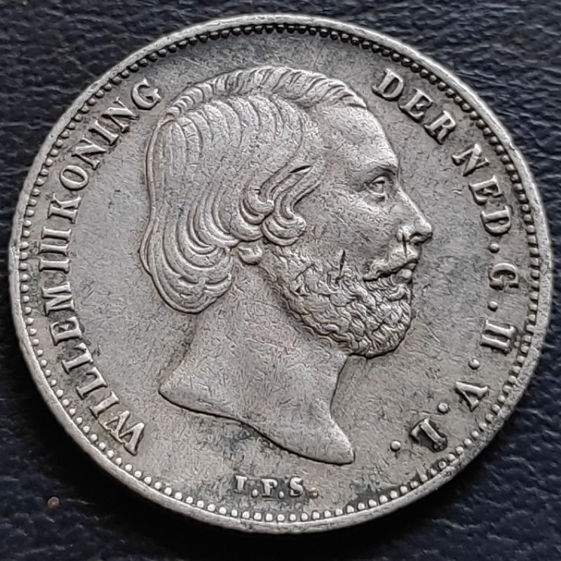 Uang Koin Perak Kuno 1/2 Gulden Willem 3 Tahun 1858 Silver Coin