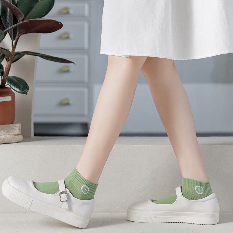 BV.ID KK805 Kaos Kaki Wanita Motif Lime Semata Kaki Kaus Kaki Pendek Japanese Ankle Socks Korean Unisex Hijau Model lucu