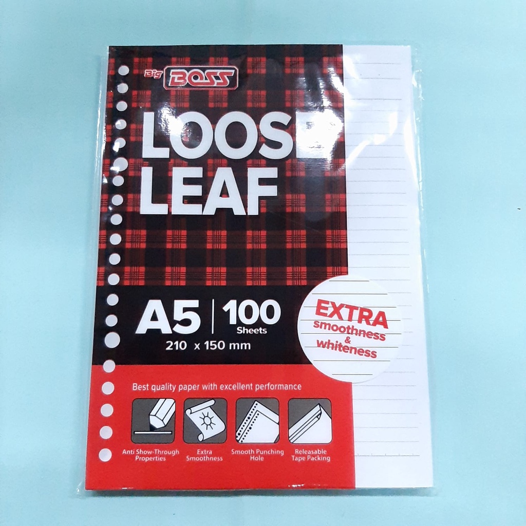 

Kertas Isi Loose Leaf BIGBOSS kertas Binder Besar A5 isi 100 lembar Bergaris