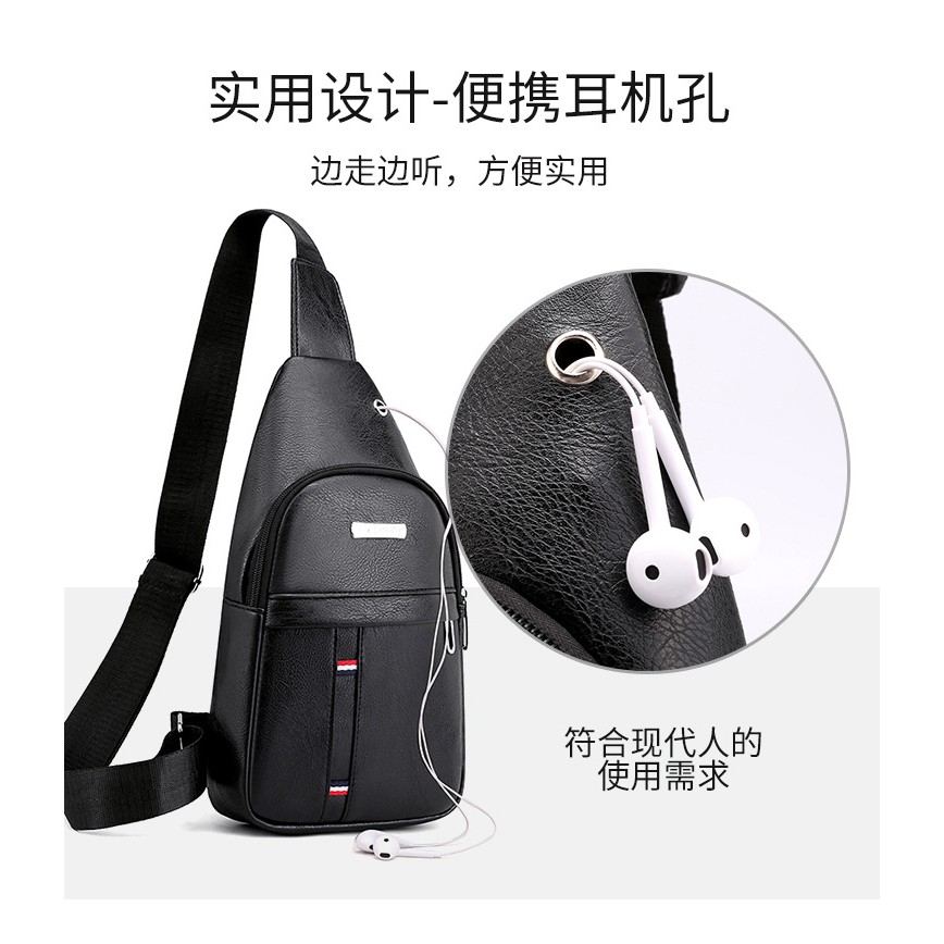 [ORIGINAL] JINGPIN Tas Selempang Kulit Dada/Bahu Pria Import Business Commute Chest Sling Shoulder Bag