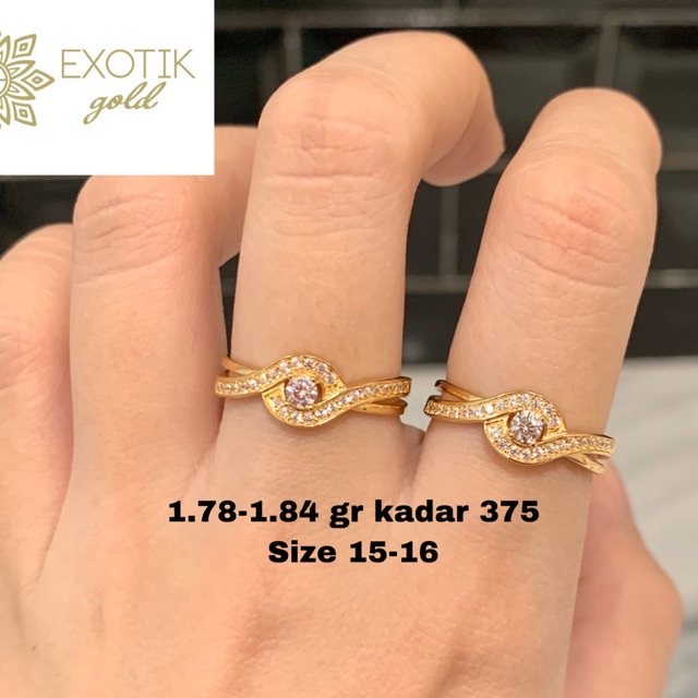 Cincin emas diamond look kadar 375 berat 1.84 gram