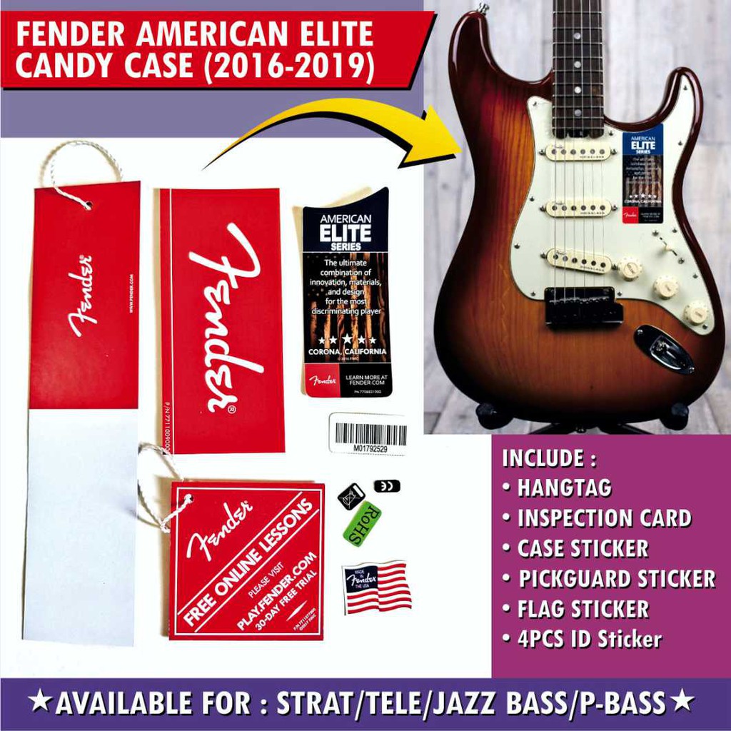 Fender American Elite Guitar Candy Case Hangtag Set Plus Sticker Set