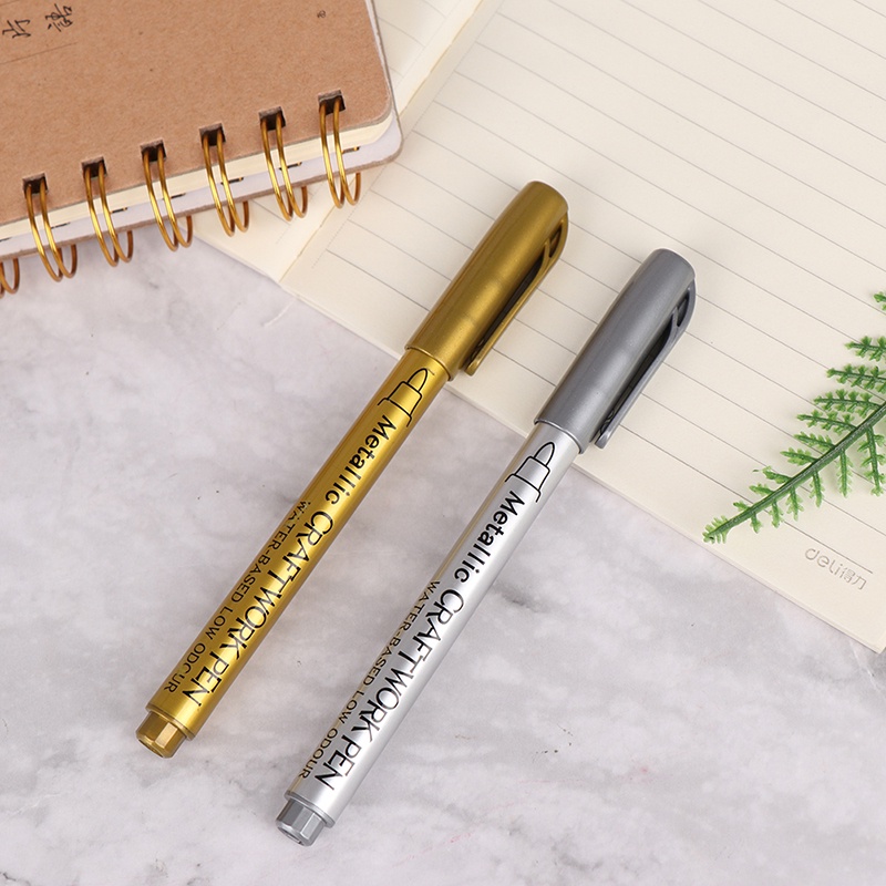 Pen Spidol Permanen Anti Air Warna Gold / Silver Untuk Menggambar DIY