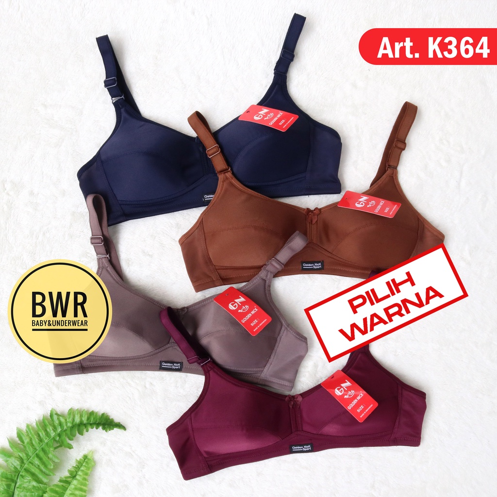Pilih Warna BH Golden Nick 364 Bra Wanita Busa Tipis Tanpa Kawat Kait 2 BH GN K364 - Bwr