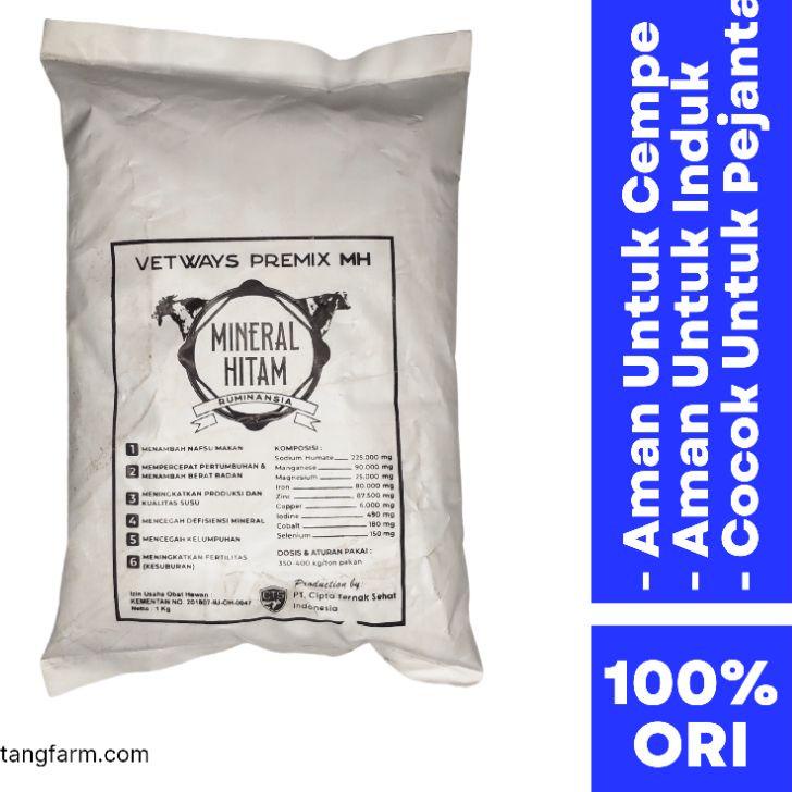 VETWAYS PREMIX MINERAL HITAM 1 Kg - Mineral Kambing - Mineral Sapi - Suplemen Kambing ✔