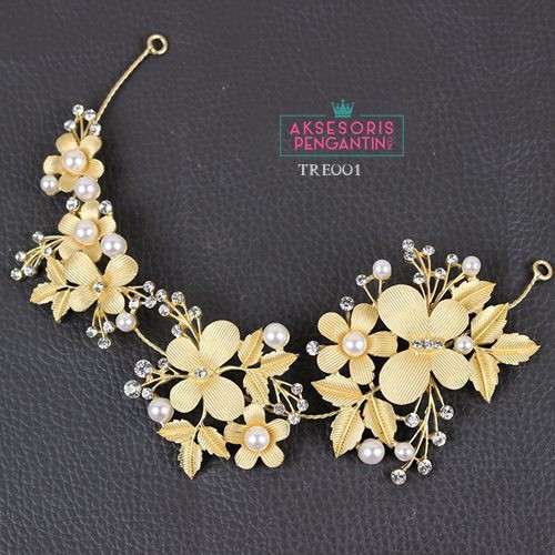 [READY STOCK] TIARA HIJAB AKSESORIS PENGANTIN CROWN WEDDING HEADPIECE GOLD TRE001