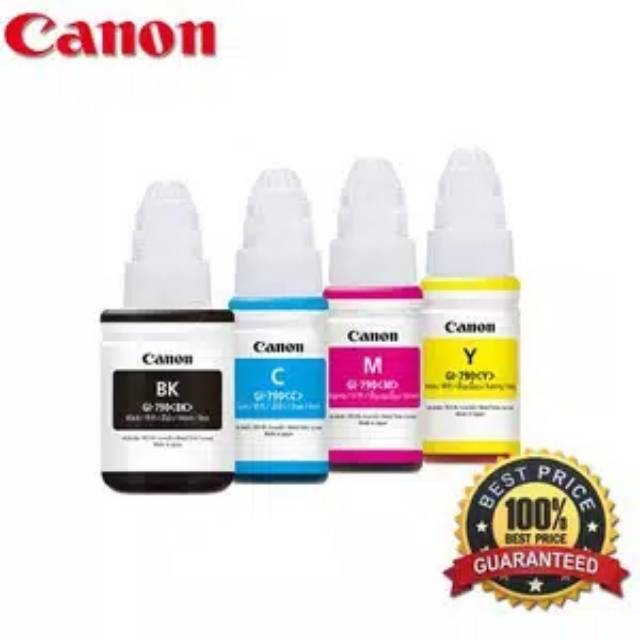 Paket 1 set Tinta Canon GI-790 Original (B.C.M.Y) untuk G1000, G1010 G2000, G2000, G2002, G2012, G3000, G3010, G3012, G4000, G4010