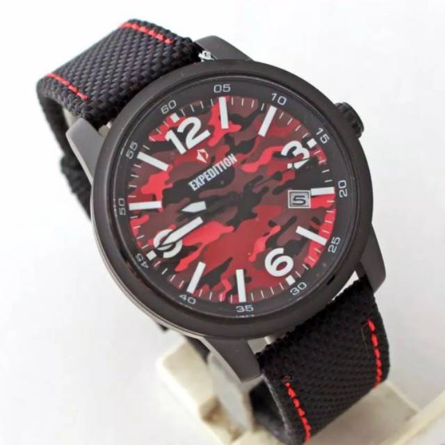 Jam Tangan Expedition 6671 Pria Black Red Original
