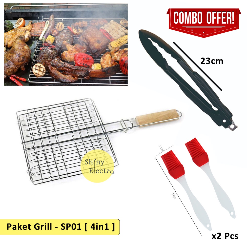 Stainless Steel BBQ Grill Roast Mesh Net Non-stick Baking Pans with Hand FE FP 