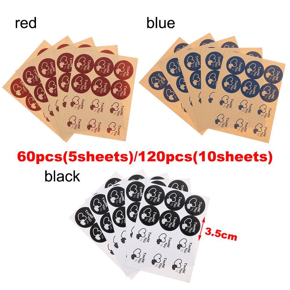Solighter 60/120pcs Handmade Stiker DIY Cinta Hati Baking Perhiasan Penyegelan Craft Terima Kasih