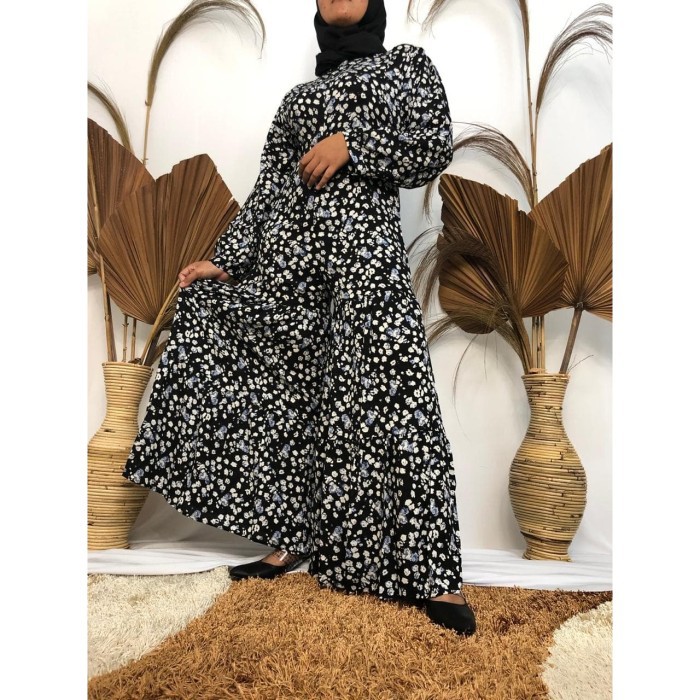 954 - gamis jumpsuit cantik motif bunga import by miki_pgmta