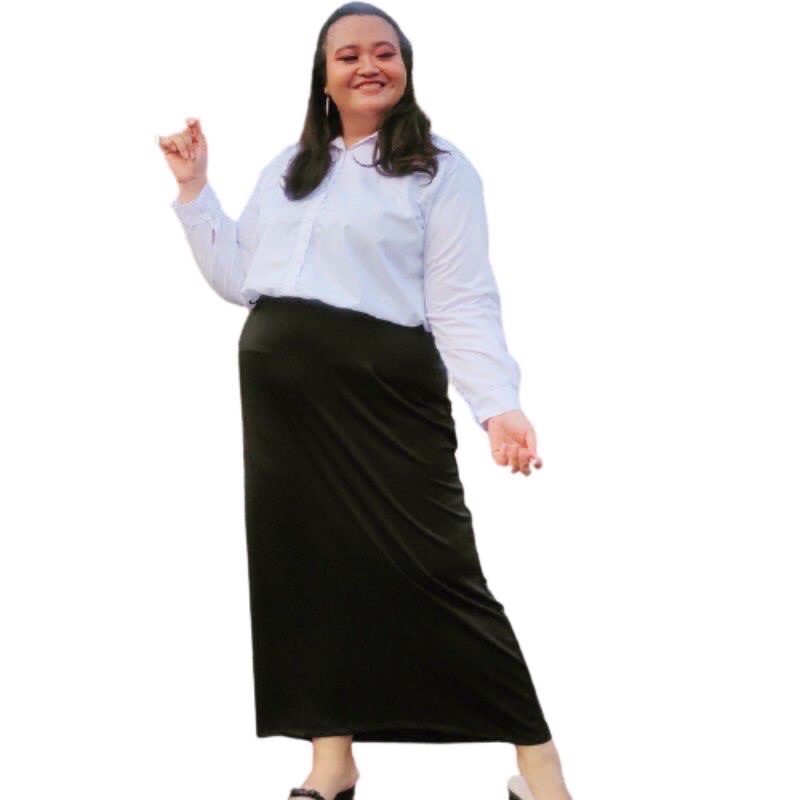 Rok Span Scuba Jumbo Tanpa Belahan / Rok Kantor Scuba Panjang Tanpa belahan