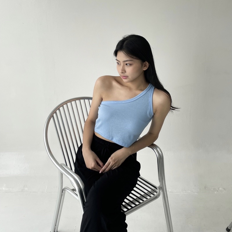 RUE TOP | Ribbed Tank Top Summer Crop Assymetric Tanktop Rib Basic Top