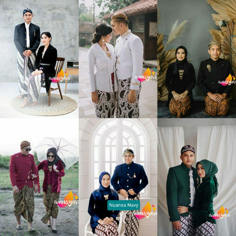 [Full Set] Baju Prewed / Couple Adat Jawa (Warna/ ModeL LENGKAP)