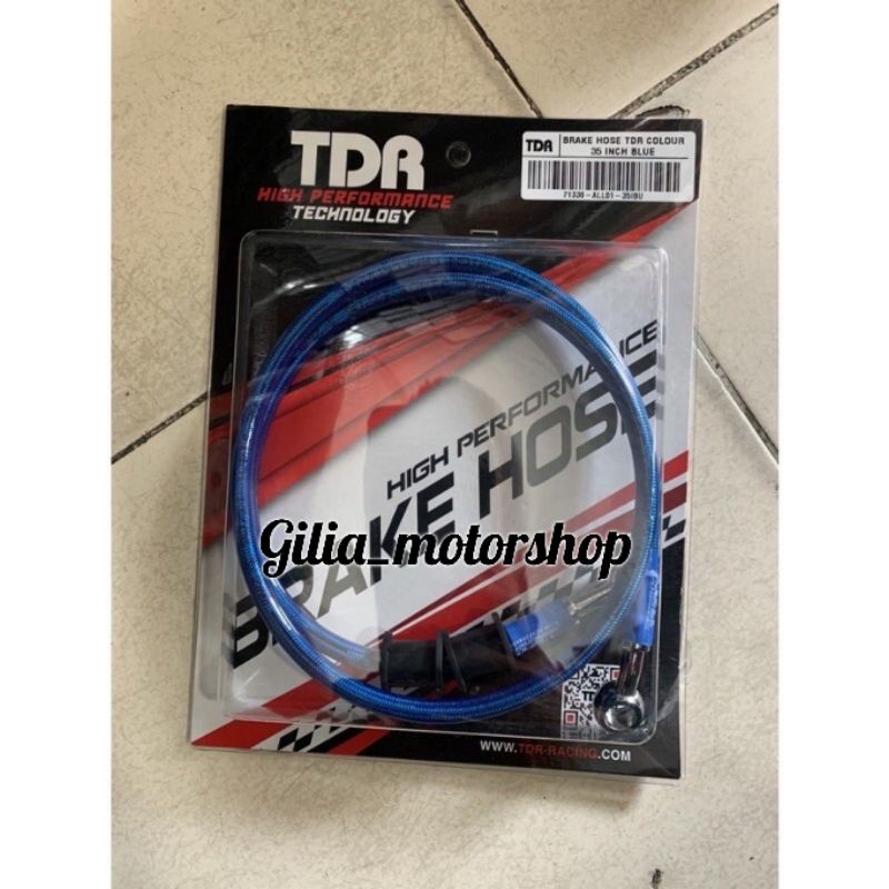 Selang Rem Depan TDR 35 Inci 90 cm Original Universal Motor Kabel Selang Silver Merah Biru