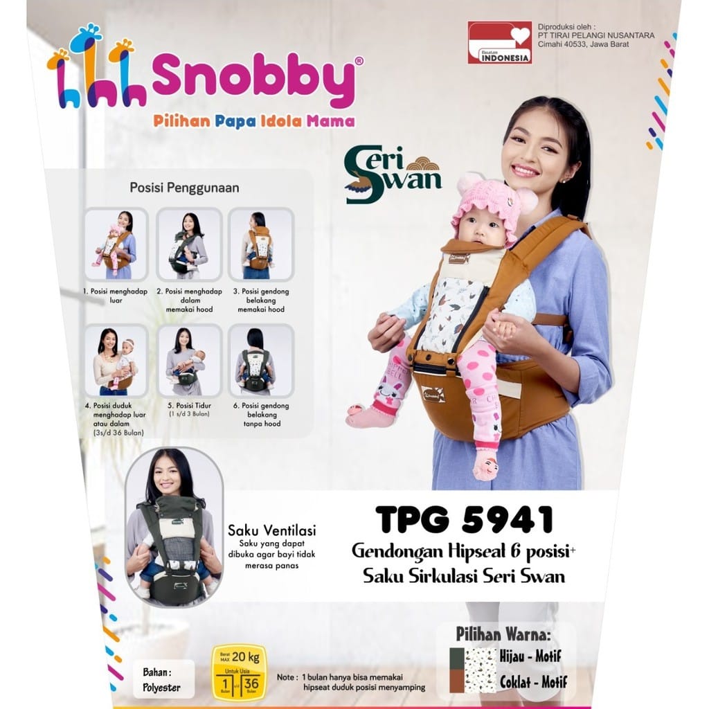 Snobby TPG5941 Gendongan Hipseat 6 Posisi + Saku Swan Series