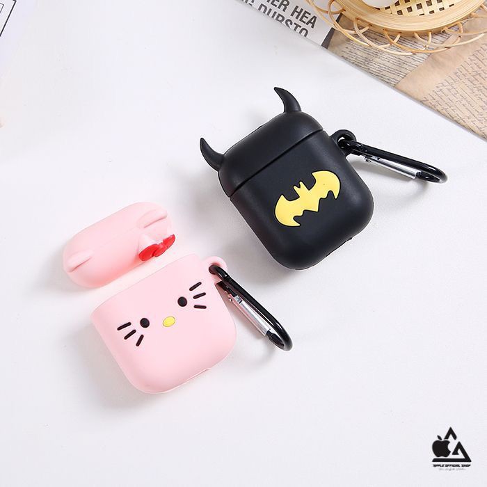 Silicone CASE 3D LUCU APPLE AIRPODS GEN 1 2 MOTIF KARAKTER KARTUN CARTOON Softcase Pouch Kaitan Cantolan