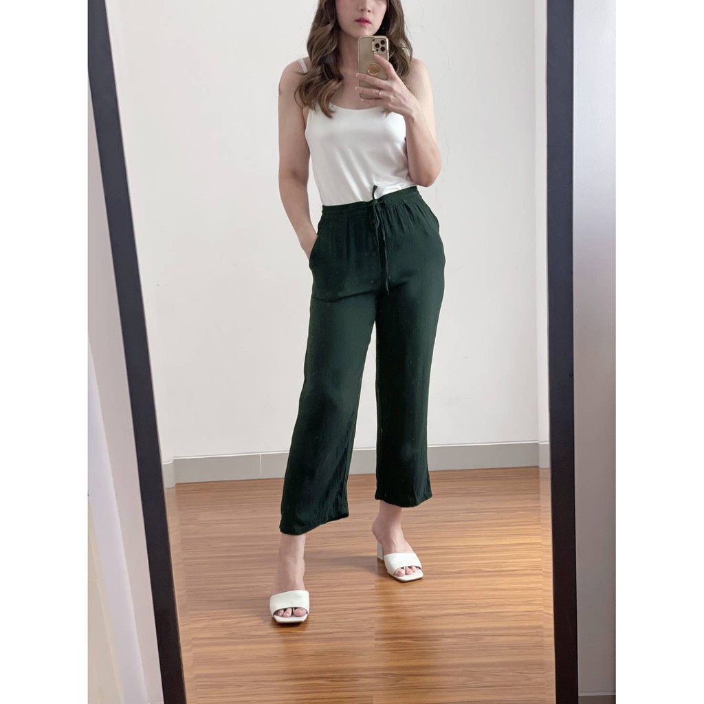 CELANA navy n green drawstring relax pants