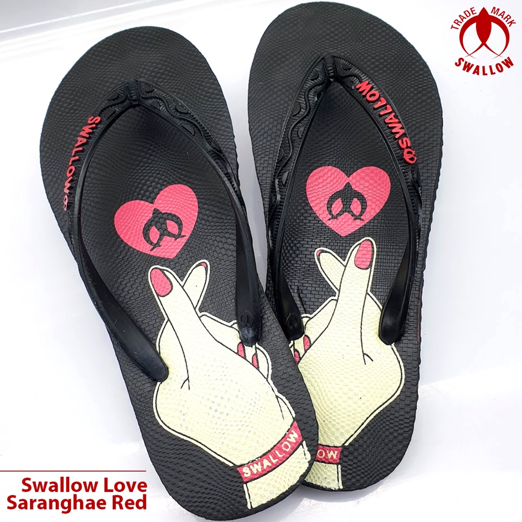 Sendal Jepit Swallow Love - Alas Kaki Cewek Wanita Sandal Swalow Love Saranghae / Amor / Al Hubbu [S