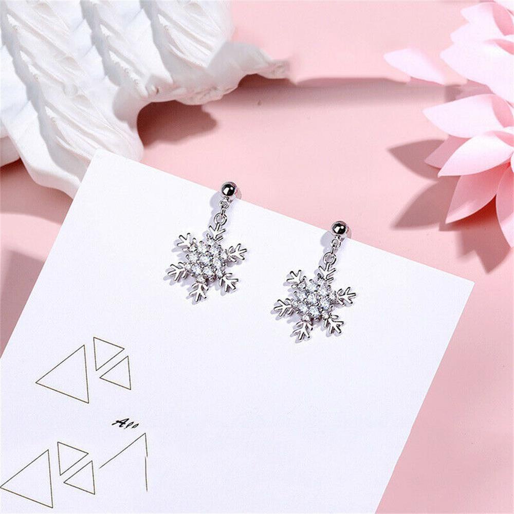 Preva Anting Snowflake Pesta Perhiasan Natal Zircon