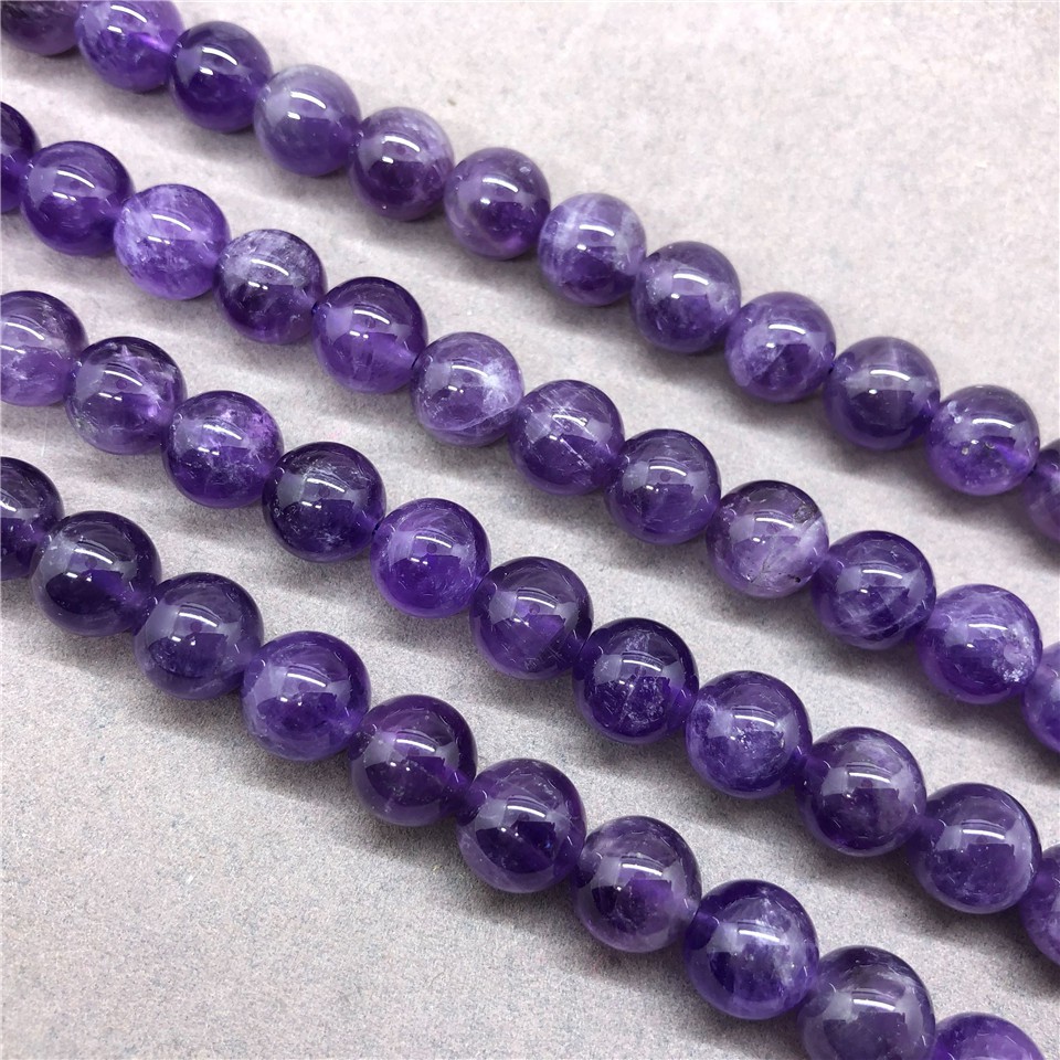 Purple Amethyst Beads Stone Round 4-12mm Gemstone Loose Spacer DIY for Jewelry