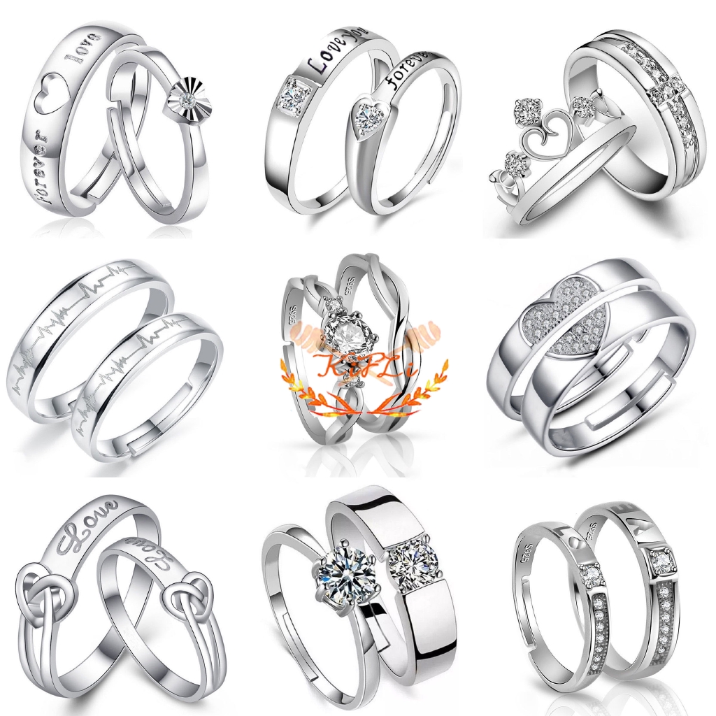 925 Silver Cincin,Pasangan Berlian Mode Wanita,Perhiasan Cincin Couple Rings