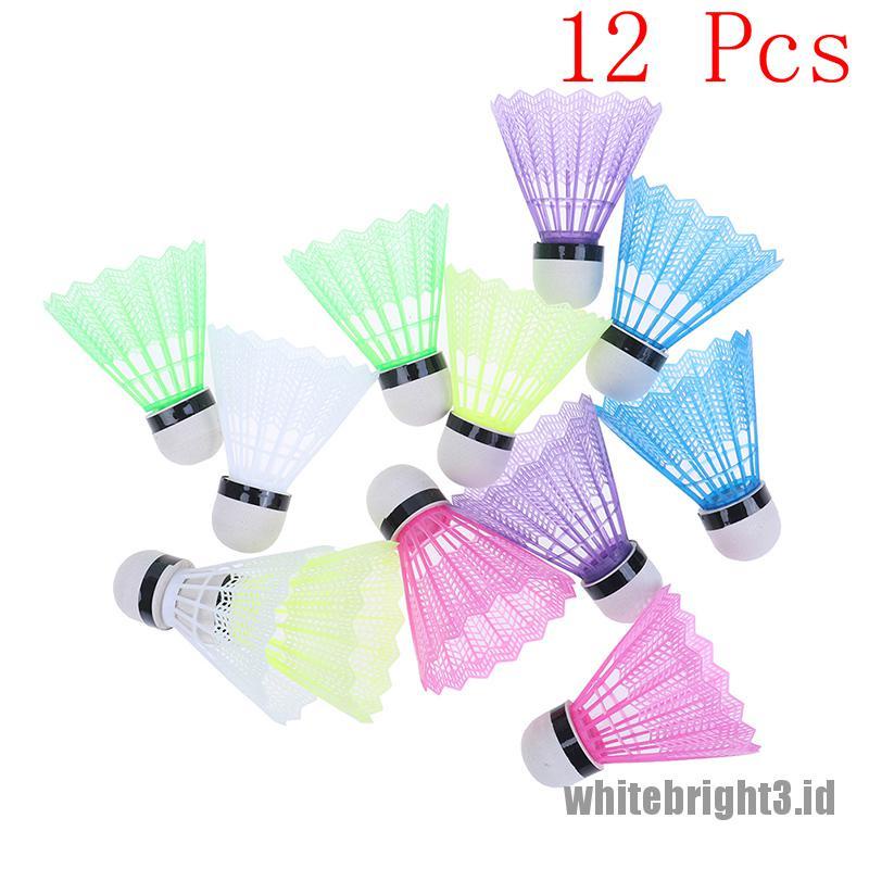 12pcs Kok Badminton Bahan Plastik Warna-Warni Untuk Latihan