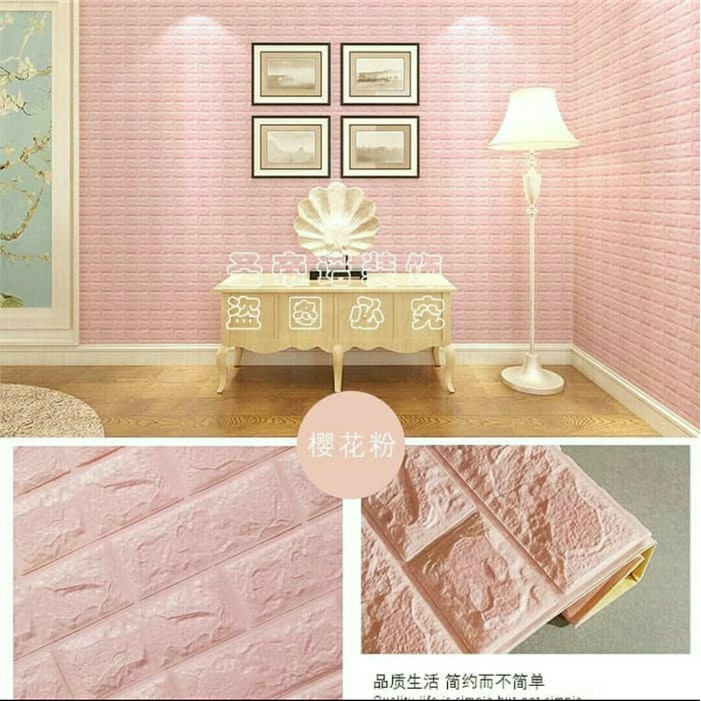 Wallpaper 3D Foam Motif Karakter Wallpaper Dinding Import Wall Sticker Interior Model Batu Bata COD