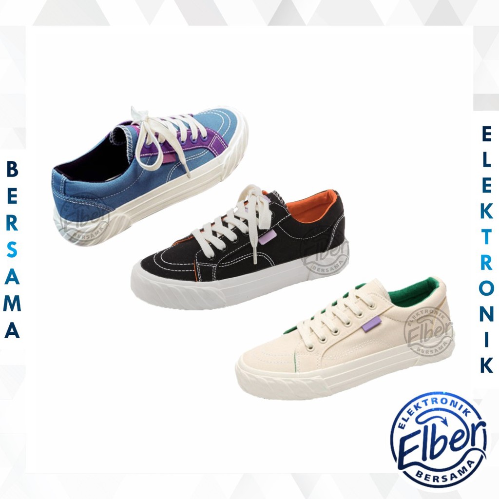 ELBER SHS026 Sepatu Sneakers Kasual Bertali Bahan Kanvas Korea Style Woman Fashion Casual Shoes Murah