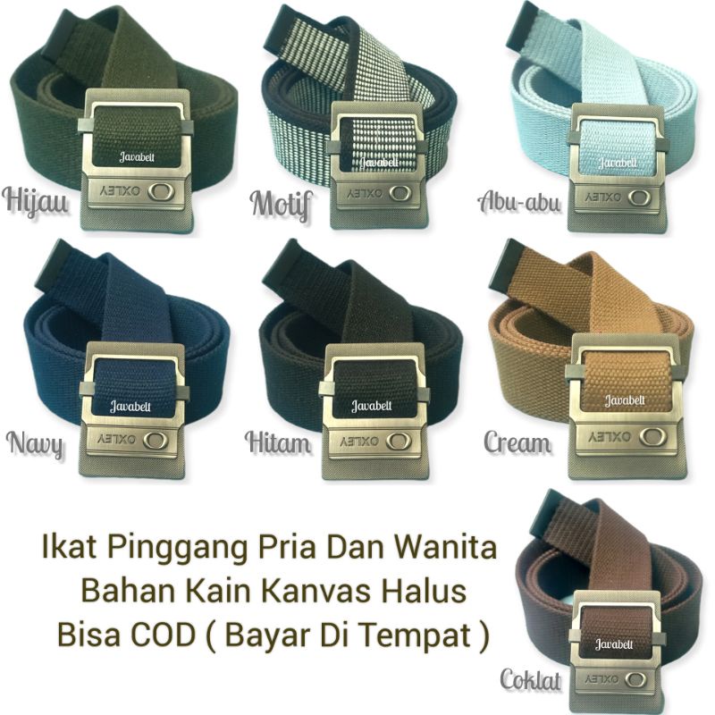 Ikat Pinggang Pria Wanita Gesper Bahan Kanvas