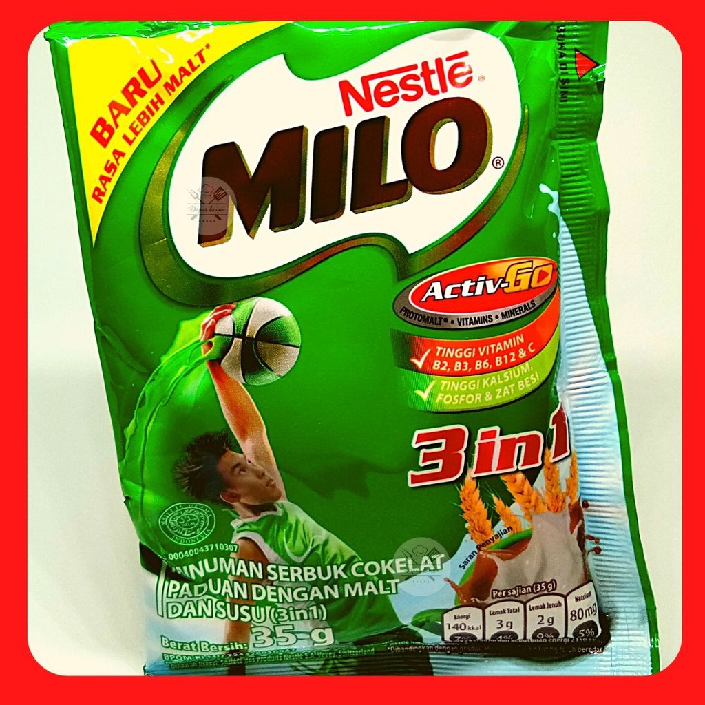 Nestle Milo Active Go 3in1 35 Gram Minuman Serbuk Coklat Paduan Malt dan Susu kemasan Sachet