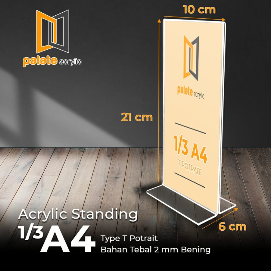 

AKRILIK TENT HOLDER 1/3 A4 / TEMPAT BROSUR / DISPLAY / T PORTRAIT 2MM