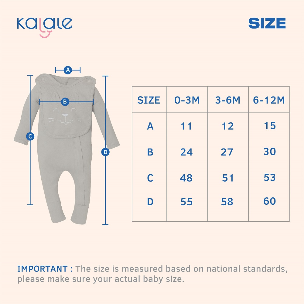 BABY SLEEPSUIT BIB SET (BAJU TIDUR PIYAMA BAYI) - PAKAIAN ANAK KALALE NATURAL BAMBOO COTTON