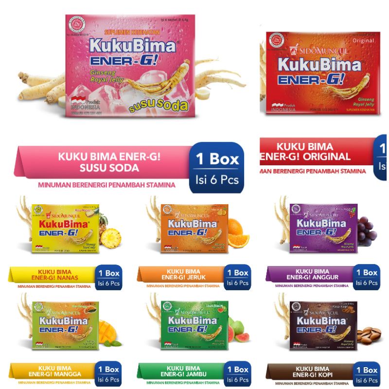 

Sidomuncul Kuku Bima Energi All Rasa 10 box isi @ 60 sachet