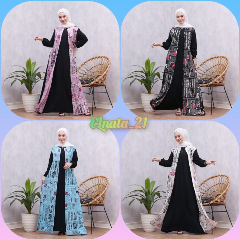 [COD] Gamis Koran Lipstick Rompi Rayon Motif Koran Terbaru / BEST SELLER