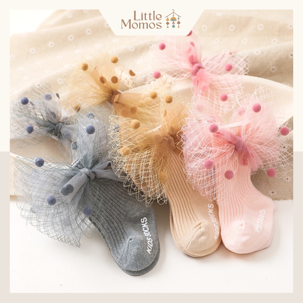 Little Momos Set Kaos Kaki Bandana PomPom Korean Style 0-1 Tahun / Bandana Set Premium / Gift Set For Newborn Hampers