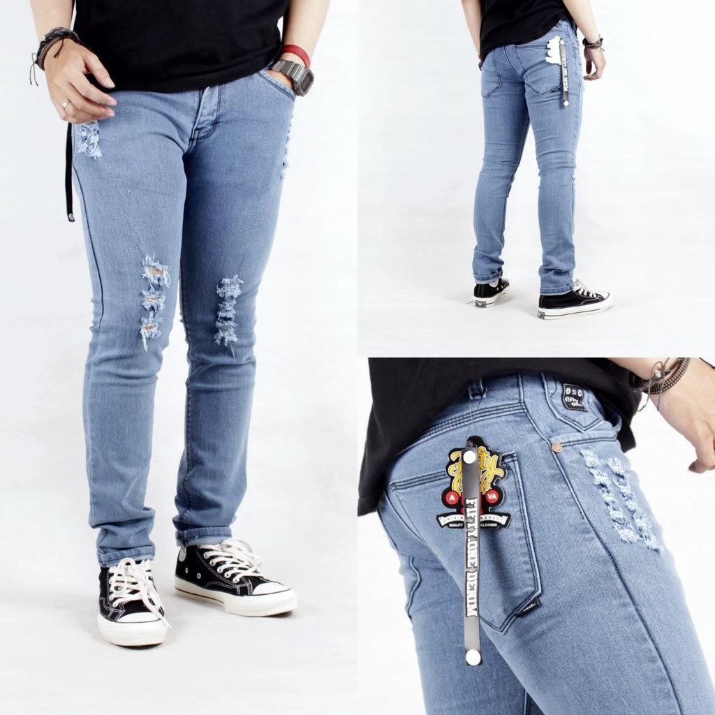 ASHALL / CELANA SLIMFIT JEANS SOBEK PRIA TERBARU