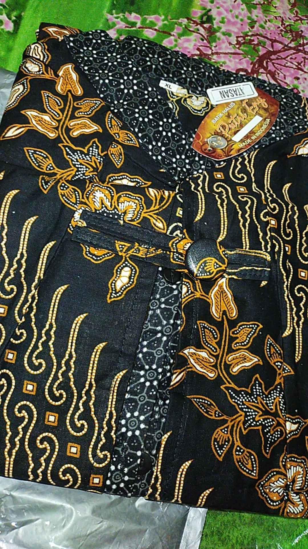 Sabrina Tile Blouse Batik Wanita Asj Sa Hrb026 Resleting Belakang Red Grey Pastel Blue - Size M L Xl