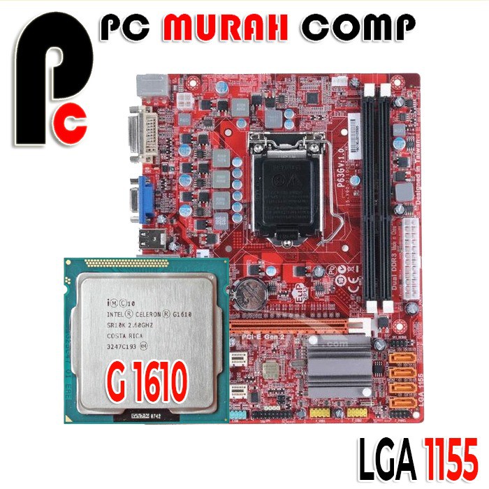 Mainboard Intel GA 1155 H61 Dengan Processor G1610 MURAH