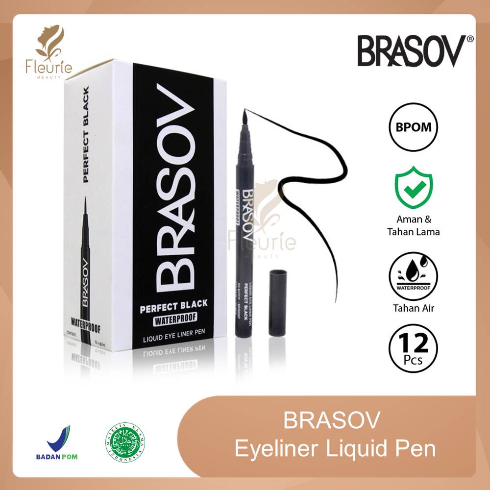 Brasov Eyeliner Liquid Pen Black 2ml (Perfect Black Waterproof) - Eyeliner Halal Original BPOM