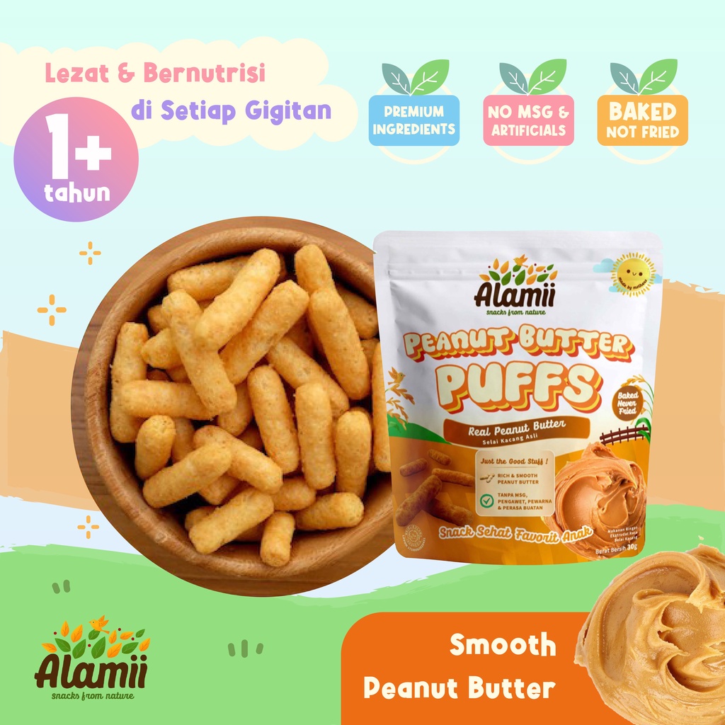 Alamii Puffs puff 25g / 30g NO MSG NO SALT Snack Mpasi Bayi Cheese Puffs Peanut Butter Puffs Sweet Corn Puffs