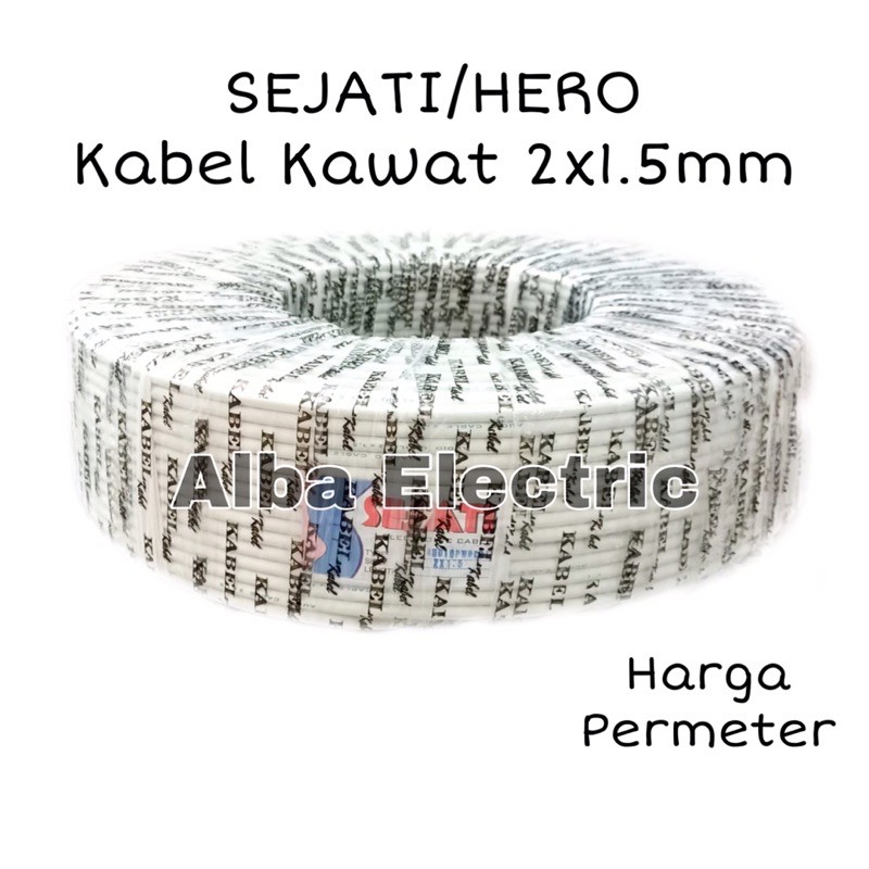 Kabel Listrik 2x1.5mm Kawat NYM HERO (HARGA PERMETER) Kabel Listrik kawat 2x1.5mm