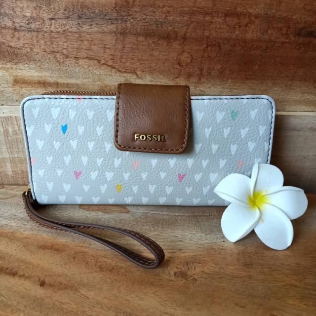 Dompet fossil madison grey heart