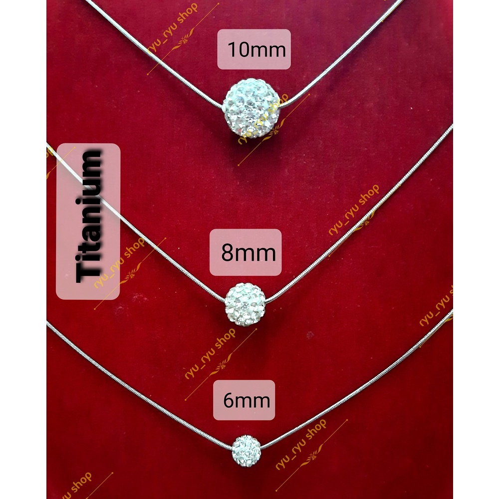 Kalung titanium anti karat/ anti luntur bandul bola crystal