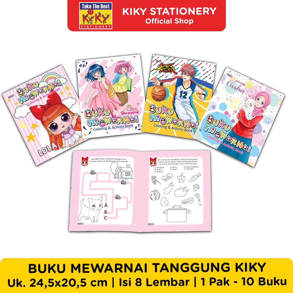 KIKY Buku Mewarnai / Latihan Mewarnai (Uk. Tanggung 20.5 x 24.5 cm) - 1 Buku