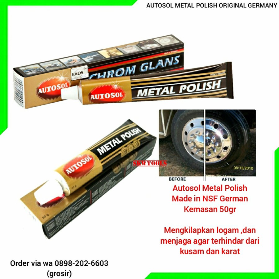 AUTOSOL METAL POLISH ~ Pembersih LOGAM STAINLESS KUNINGAN CHROME 50 Gr