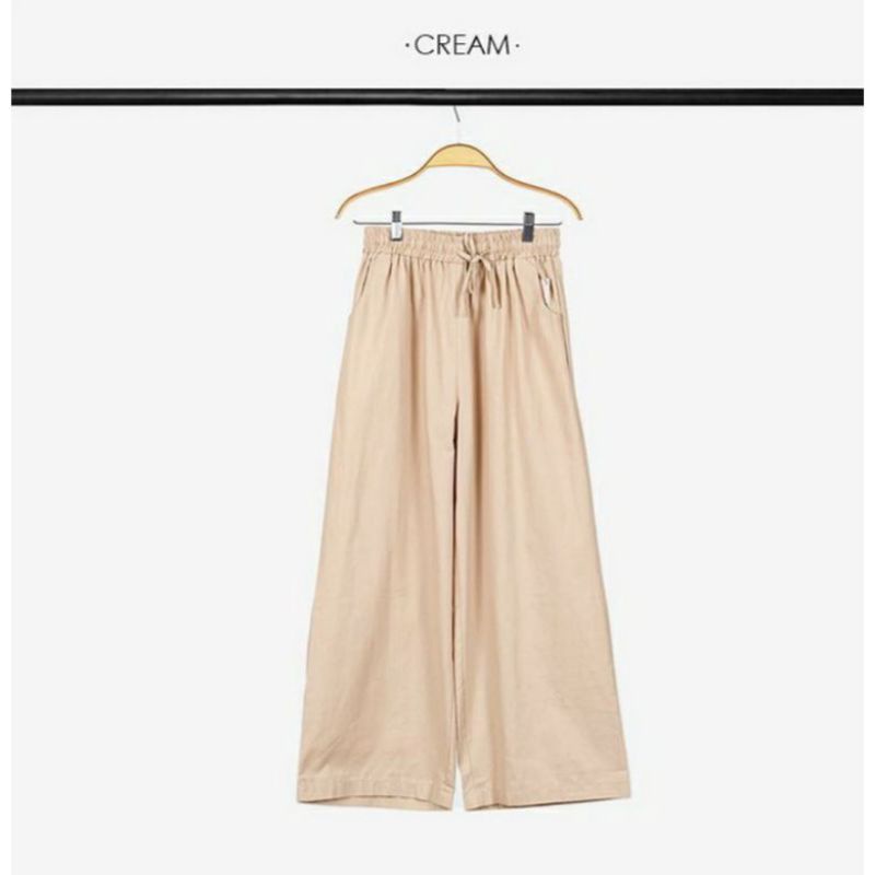 WIDI PANTS Bahan catton rami  Bangkok celana kulot jumbo panjang Casual Modern Bawahan  Simple-3