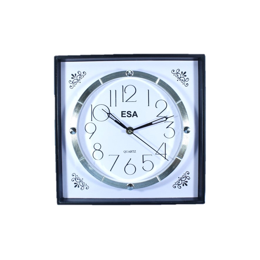 Jam Dinding Classic Vintage Bentuk Kotak Elegan Warna Silver 26cm Free Baterai TLD6189